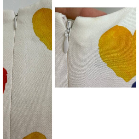 Akris Hearts Print Sheath Dress Cotton Silk White Rainbow Painterly Colorful 4 - Picture 10 of 16